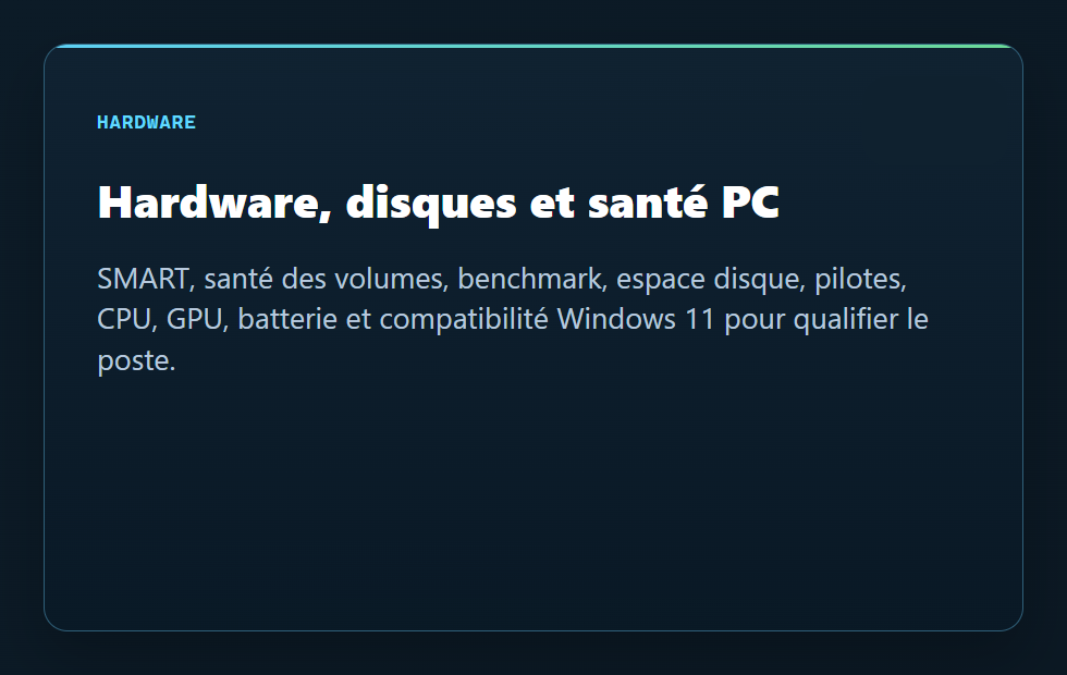 Hardware, disques et santé PC - CockpitDiag